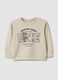 Beige pure cotton regular fit sweatshirt with print for baby_0