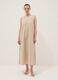 Beige midi dress in pure cotton with V-neck_1