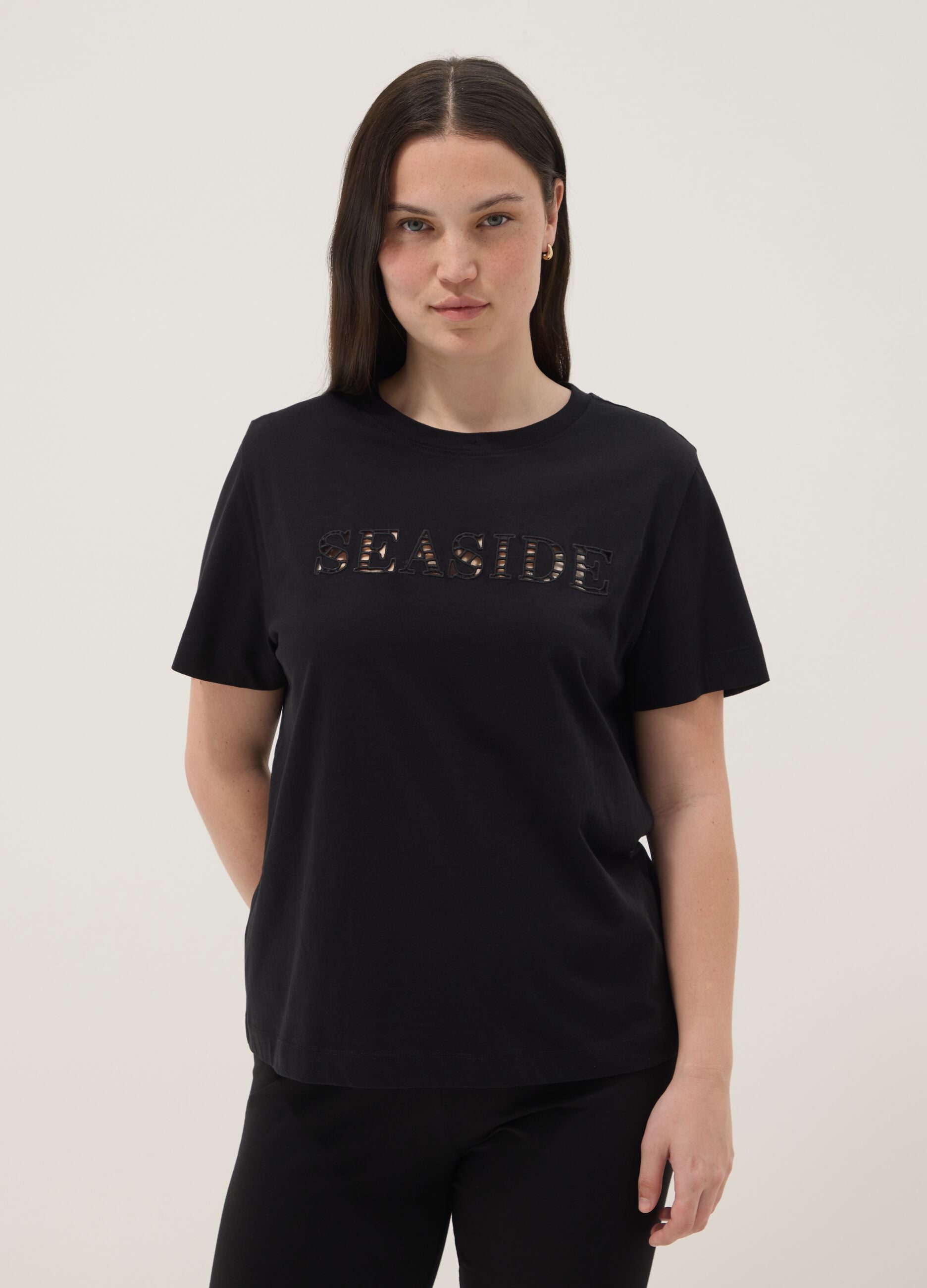 Black pure cotton short-sleeve T-shirt