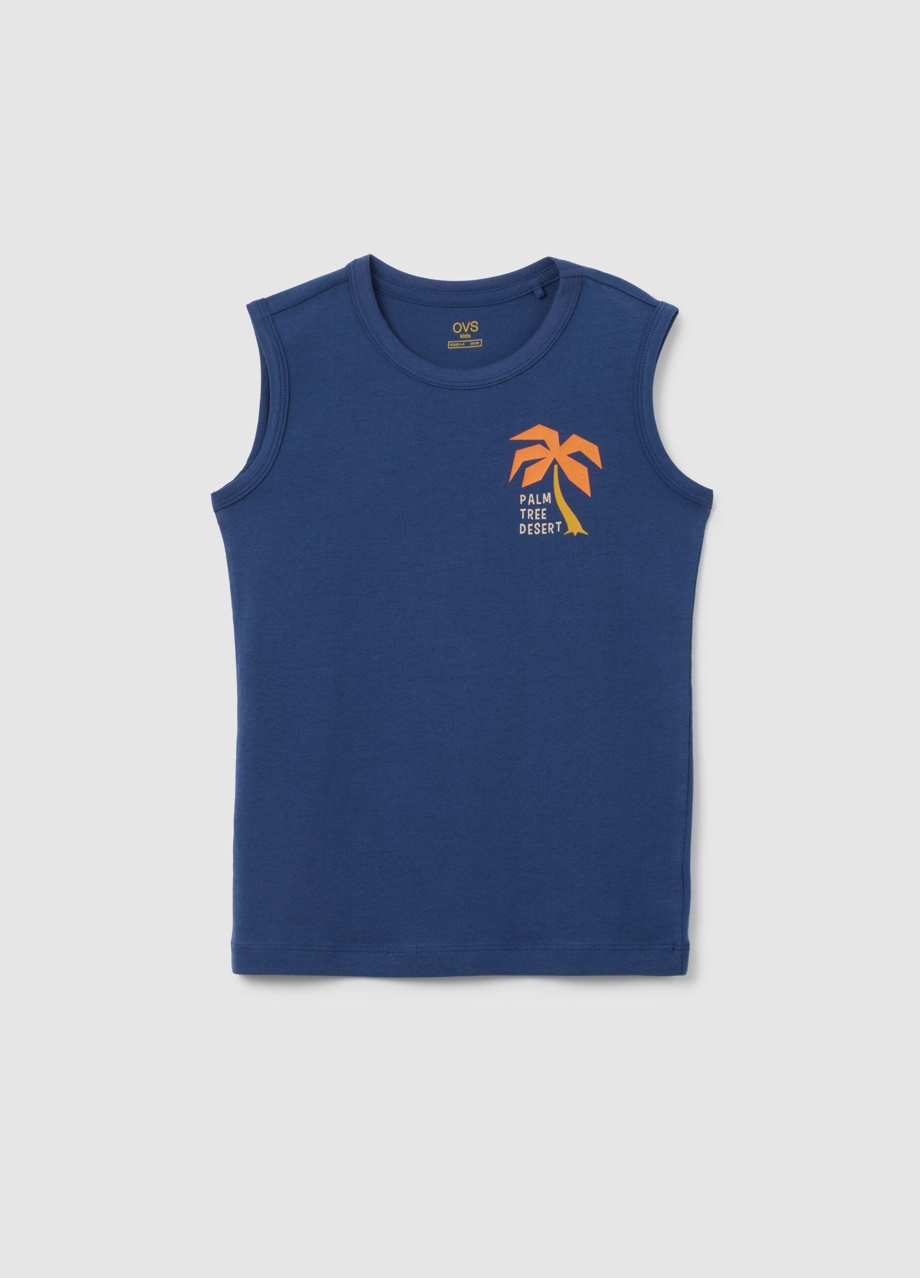 Children's pure cotton blue tank top regular fit