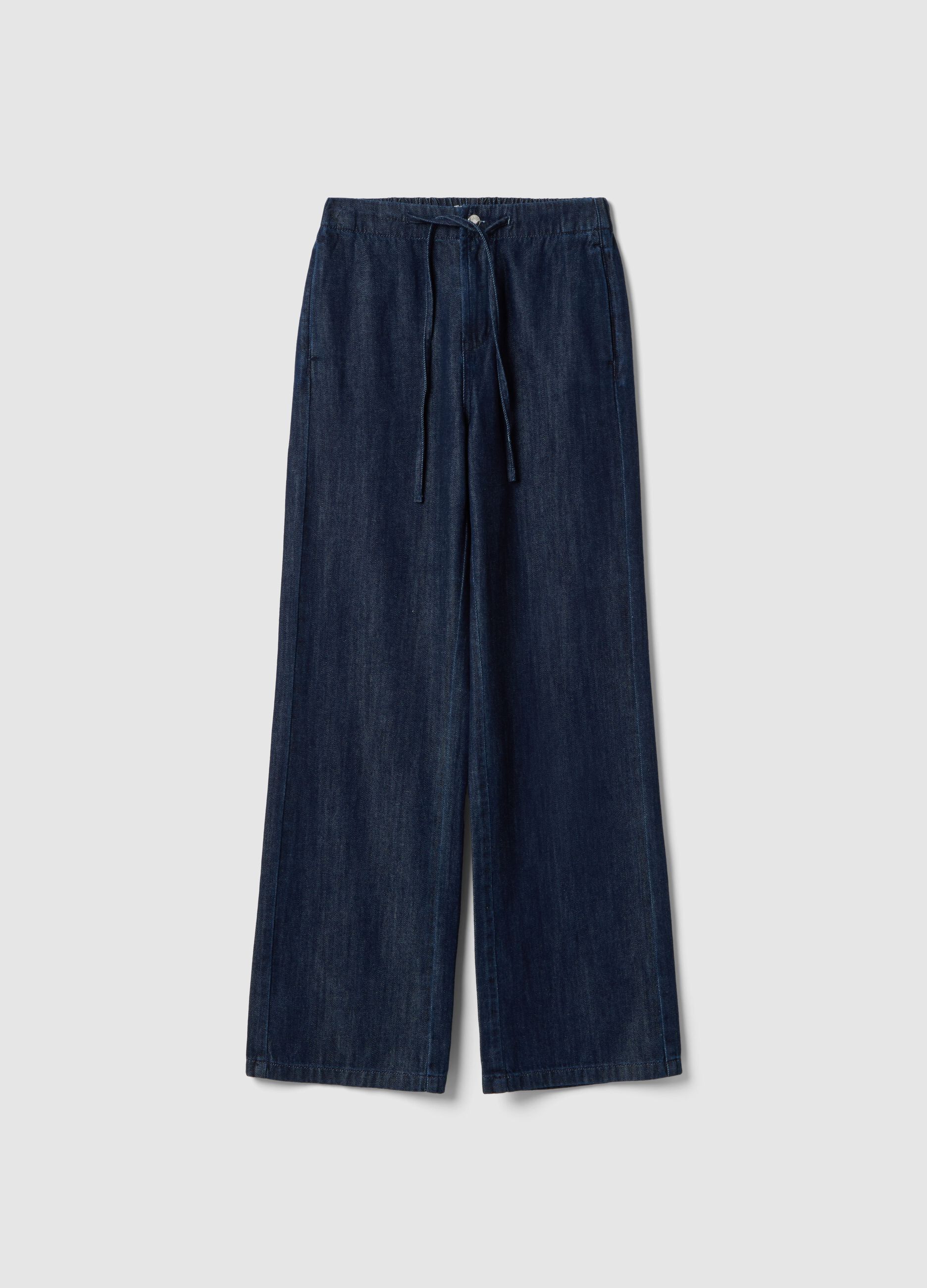 Pure Cotton Blue Denim Relaxed Fit Jogger Jeans