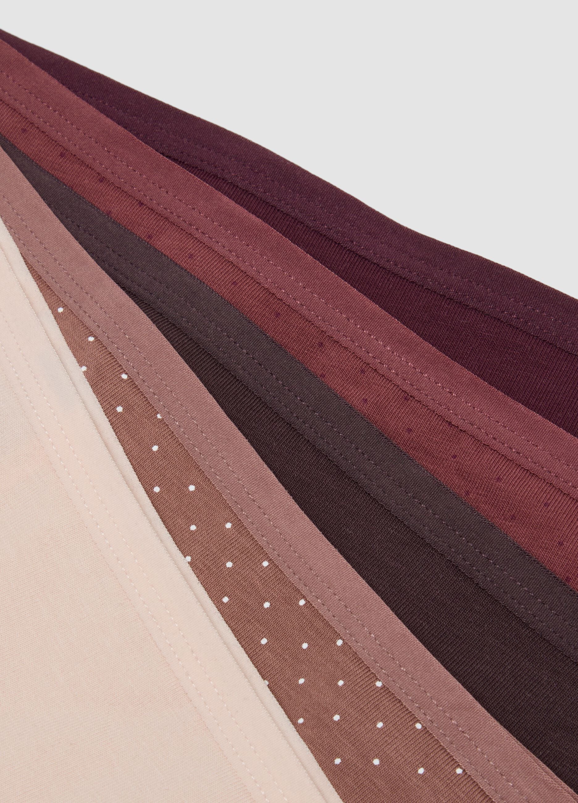 Pack of five multicolour Brazilian briefs in stretch cotton