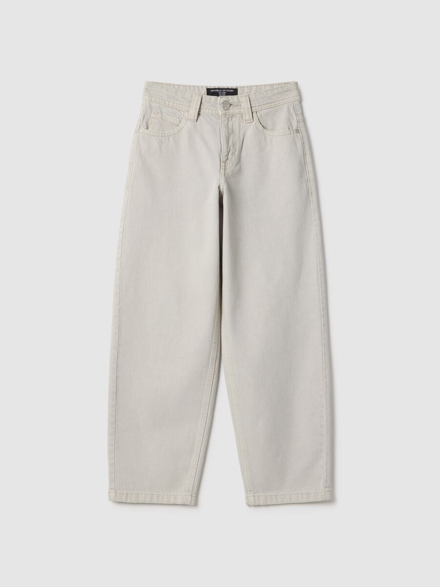 Grey pure cotton balloon fit jeans for girls_3