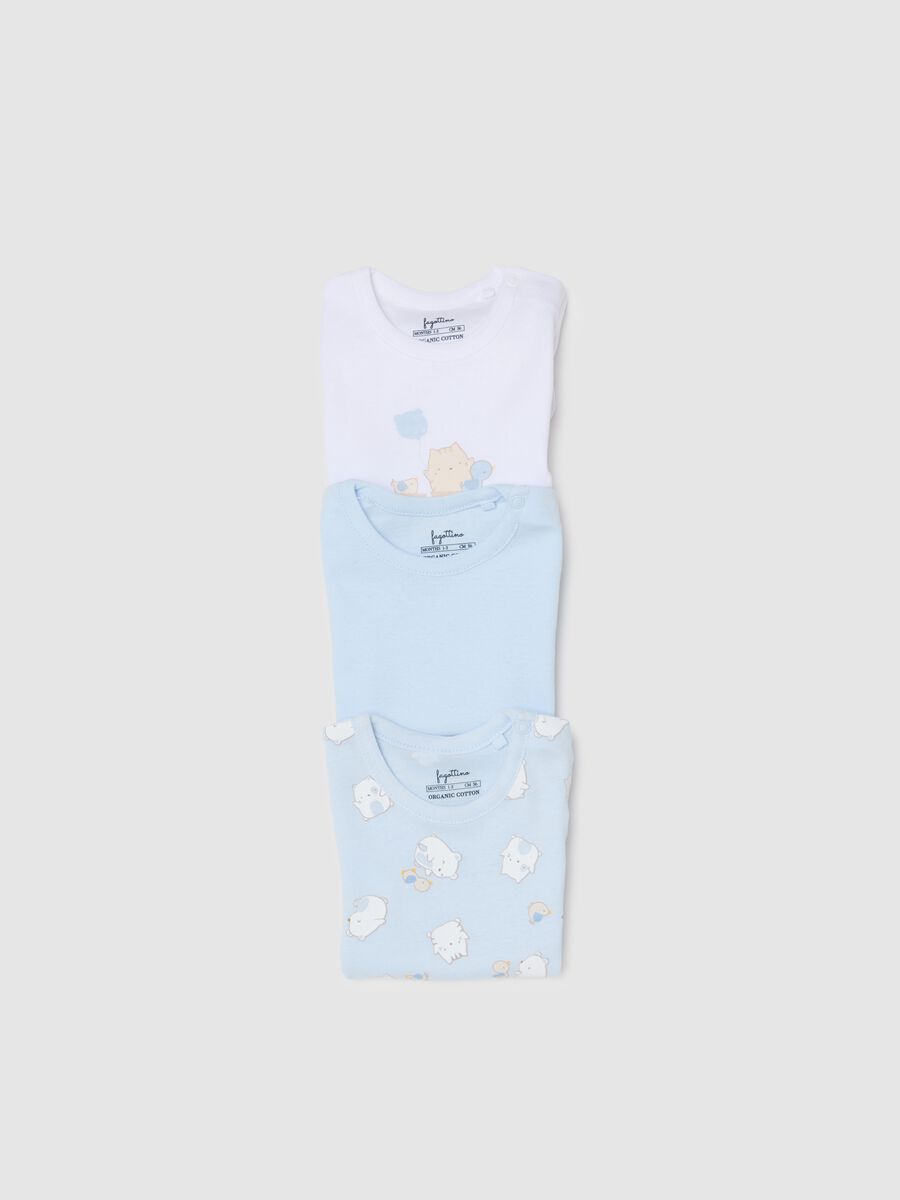 Multicoloured short-sleeve infant bodysuit tripack in pure cotton_3