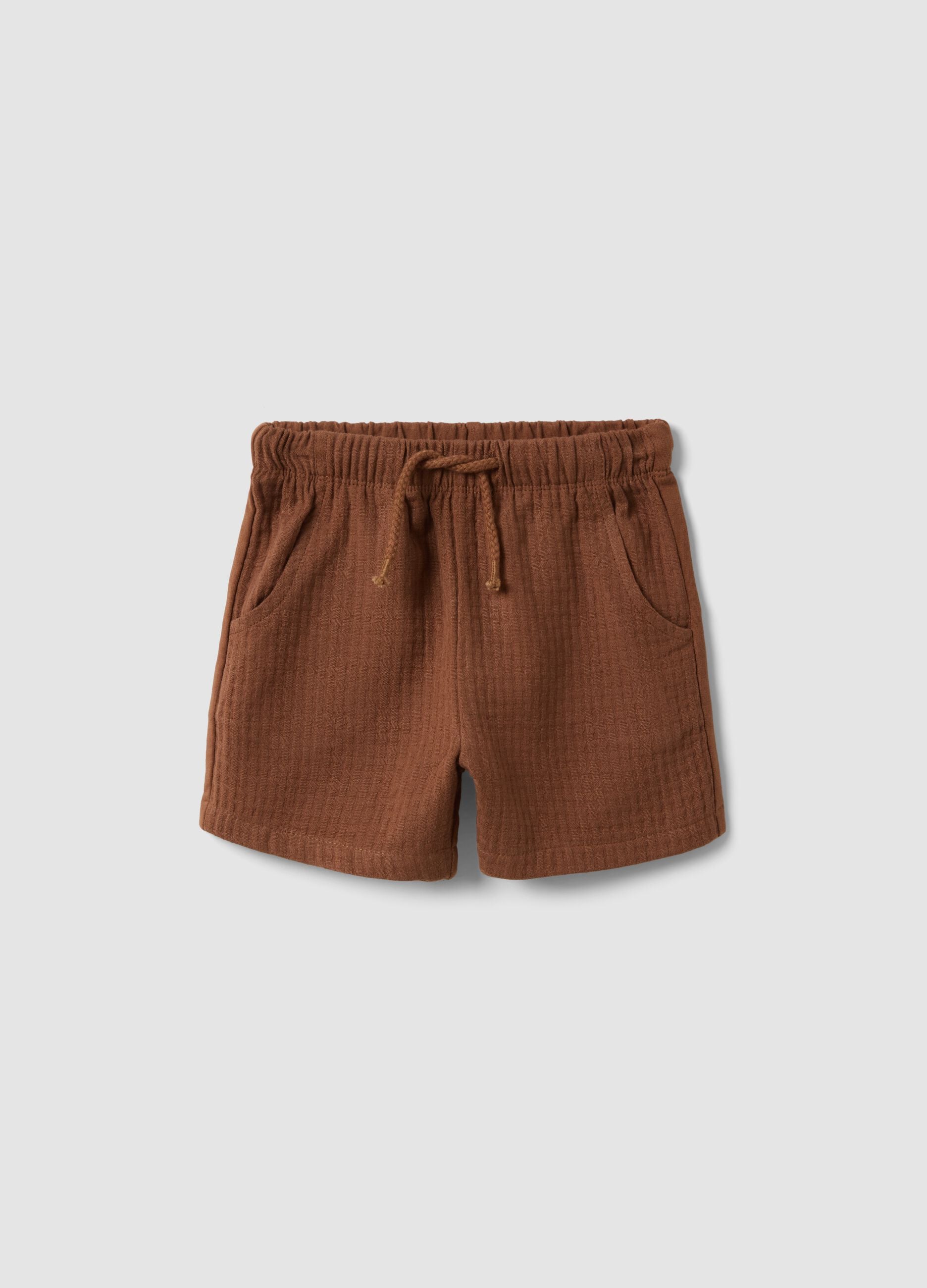 Brown shorts in pure cotton