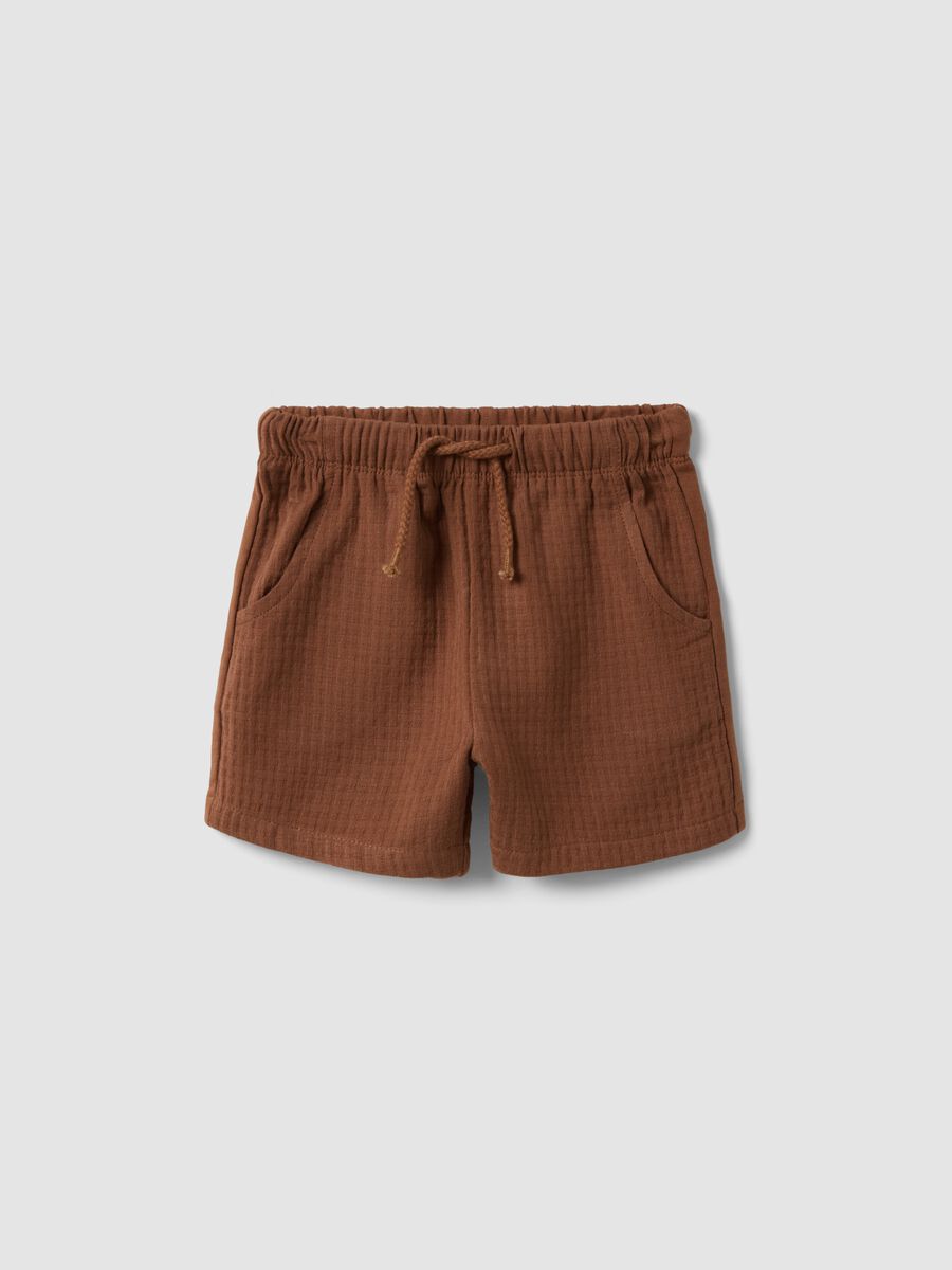 Shorts marroni in puro cotone_0