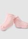 Pink organic cotton blend baby girl booties with bow_2