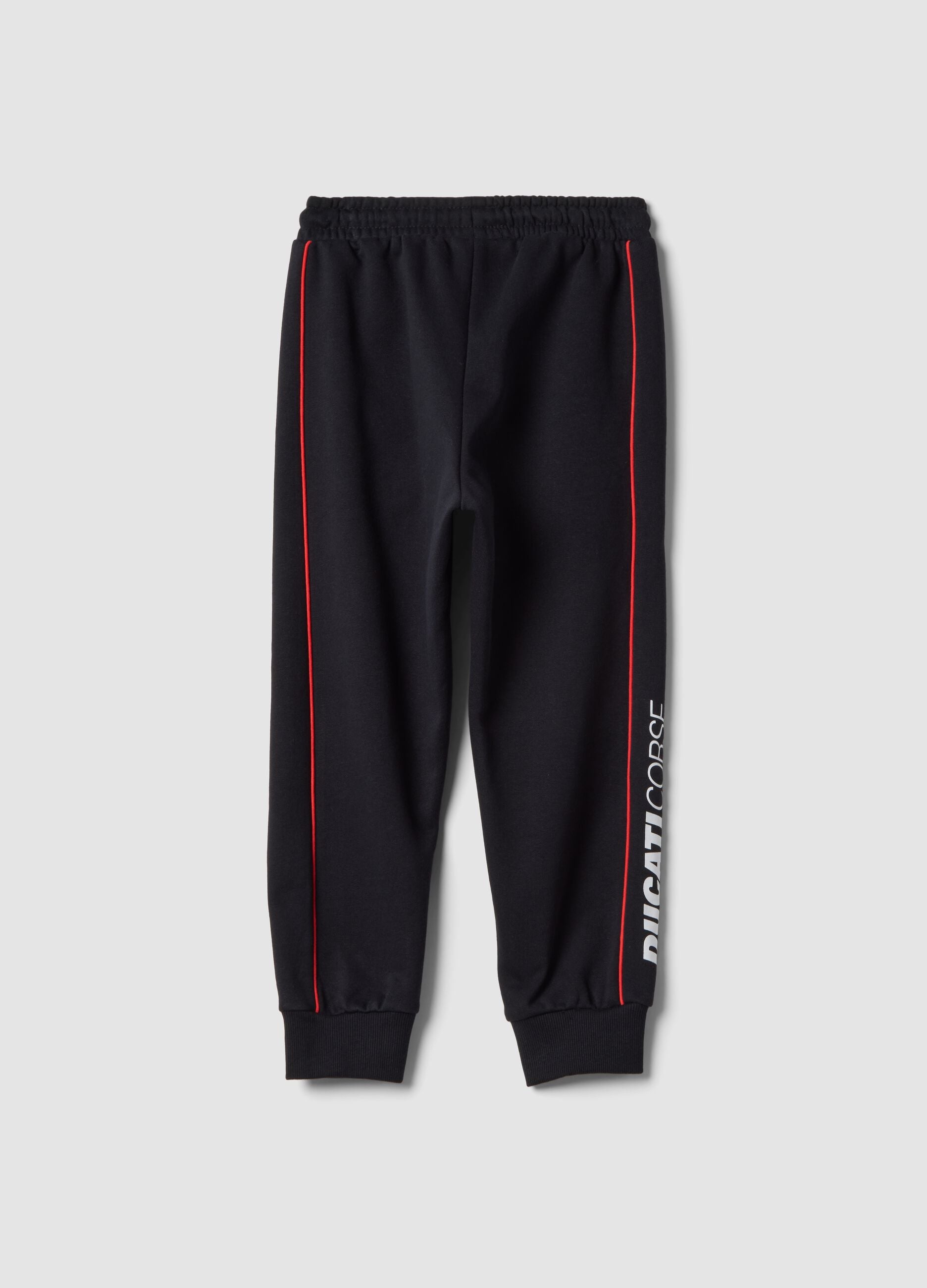 Black cotton-blend jogger trousers with drawstring and Ducati logo