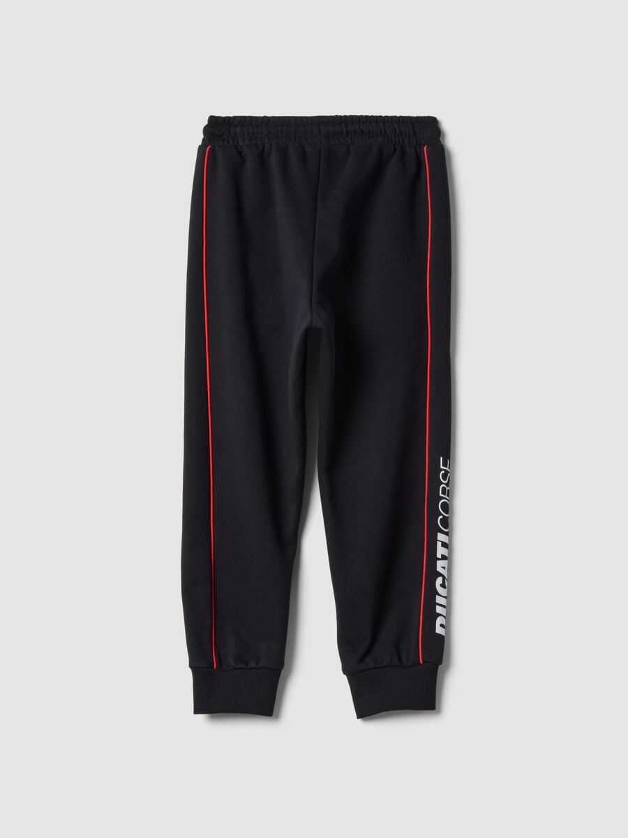 Black cotton-blend jogger trousers with drawstring and Ducati logo_1