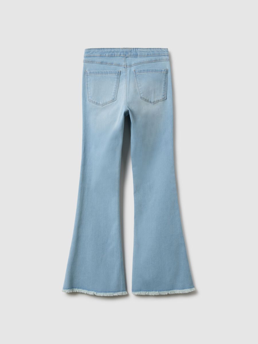 Girls' Stretch Cotton Flare Jeggings in Blue_4