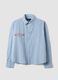 Blue cropped pure cotton striped shirt with oversized fit_4