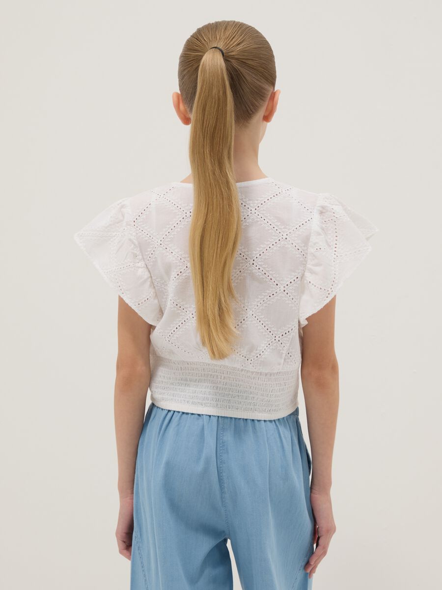 Girl's regular fit short sleeve white pure cotton shirt_1