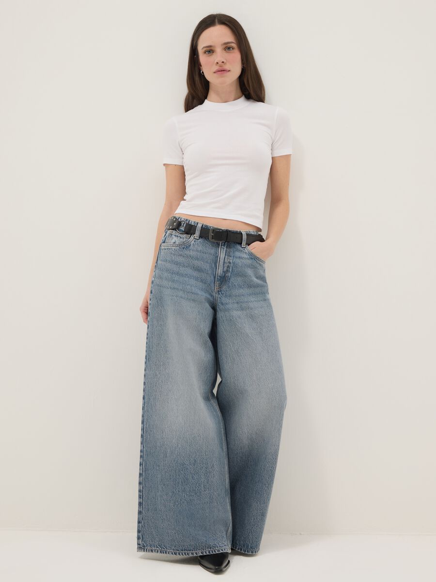 T-shirt in cotone elasticizzato bianca slim fit_1