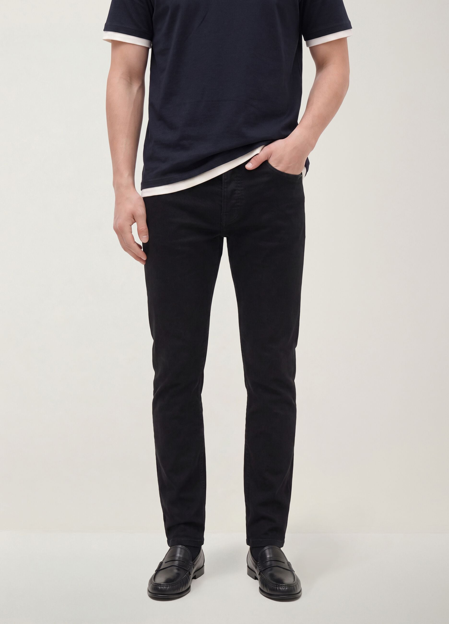 Jeans denim neri skinny fit in cotone elasticizzato