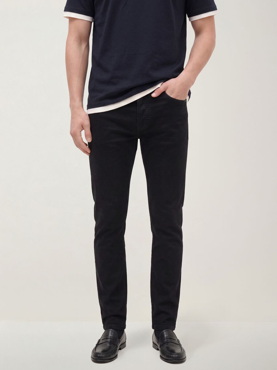 Black skinny-fit denim jeans in stretch cotton_1