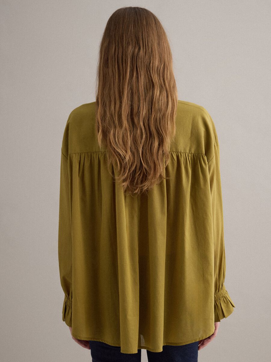 Camicia verde a maniche lunghe in puro cotone over fit_4