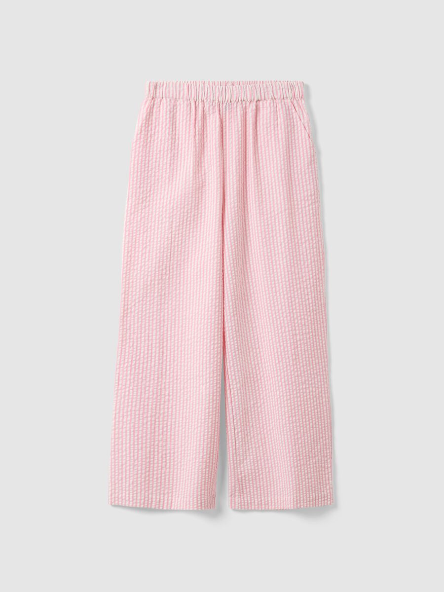 Pantaloni pigiama in puro cotone a righe multicolor regular fit_4