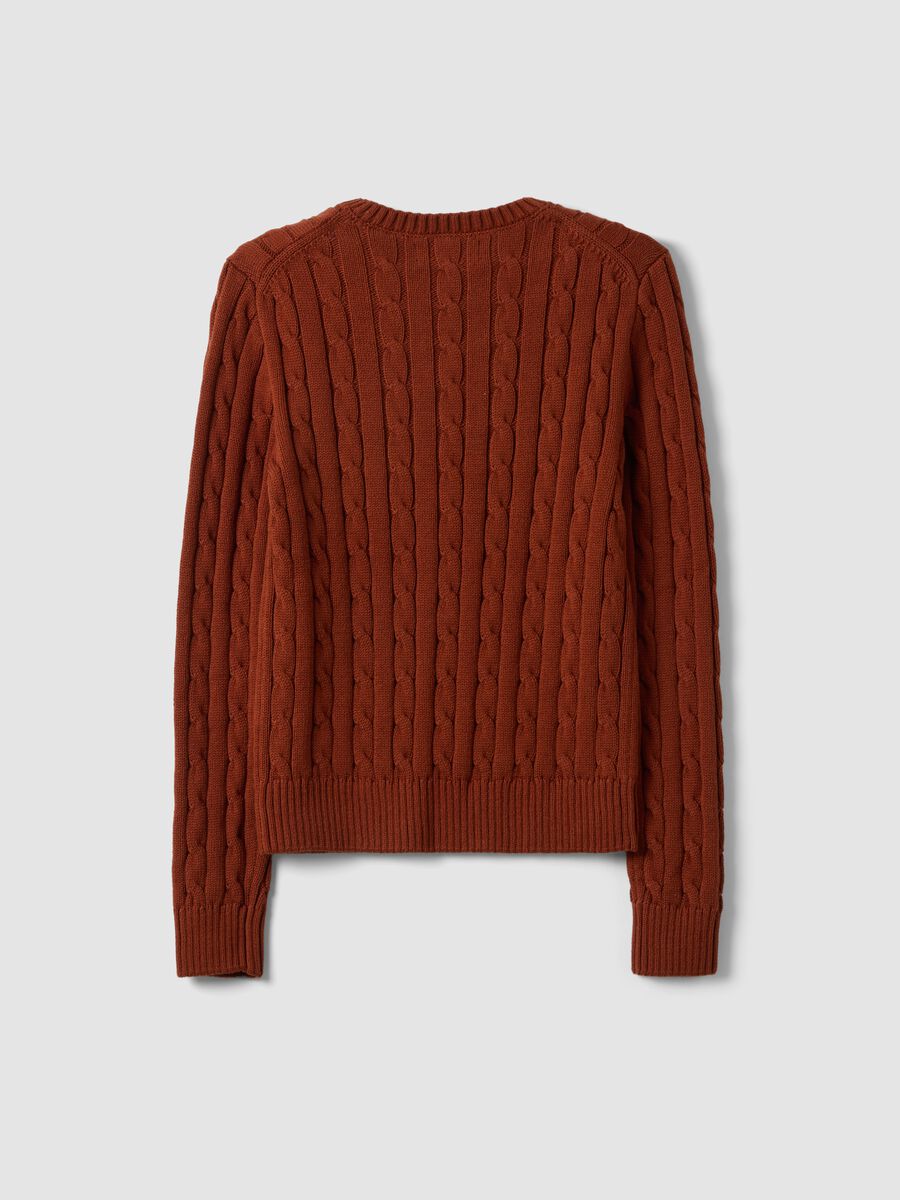 Red pure cotton cable-knit crew-neck jumper_6