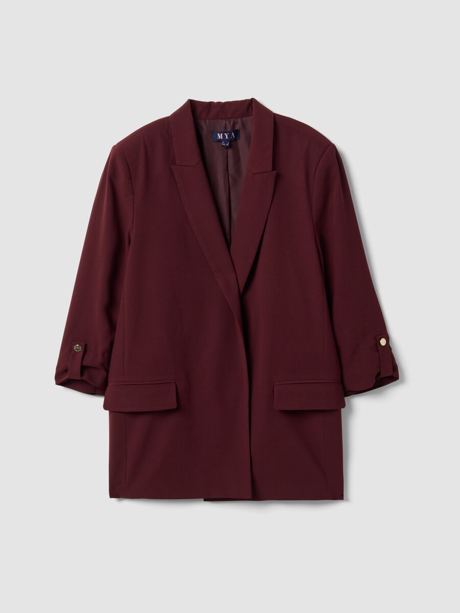 Red regular-fit lined blazer with classic lapels_4