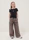 Brown pure cotton trousers with elasticated waistband for girls_0