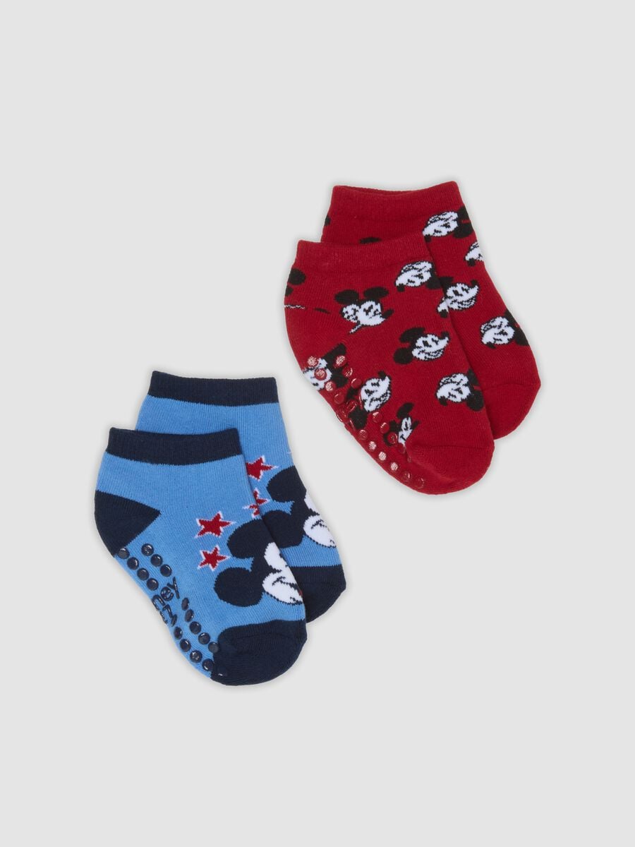 Bipack di calze corte in cotone organico elasticizzato con stampe Mickey_0