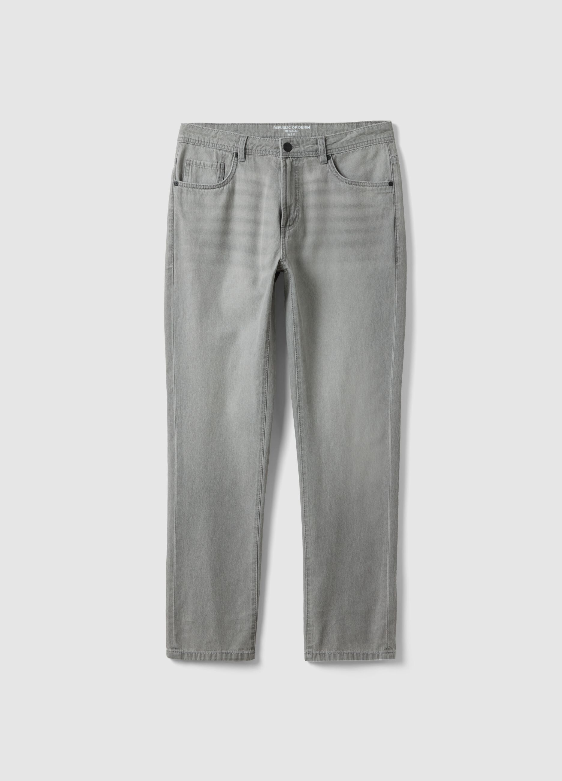 Grey Regular Fit Denim Pure Cotton Jeans