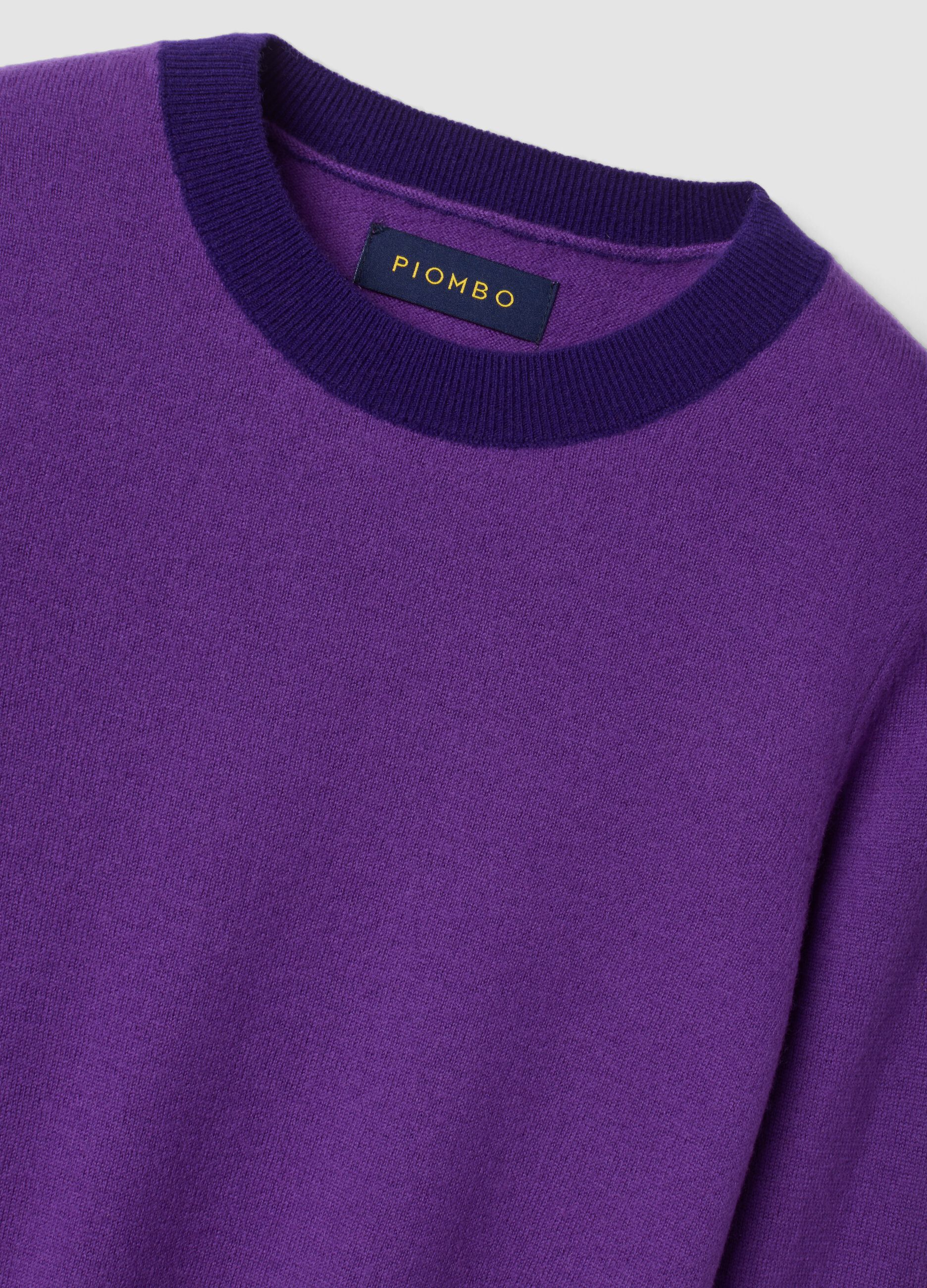 Purple pure wool crew-neck jumper