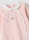 Pink organic cotton-blend baby sleepsuit with white collar_2