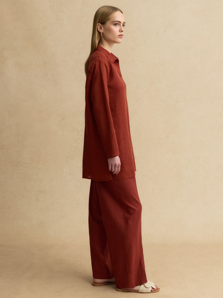 Red pure linen oversized shirt_2