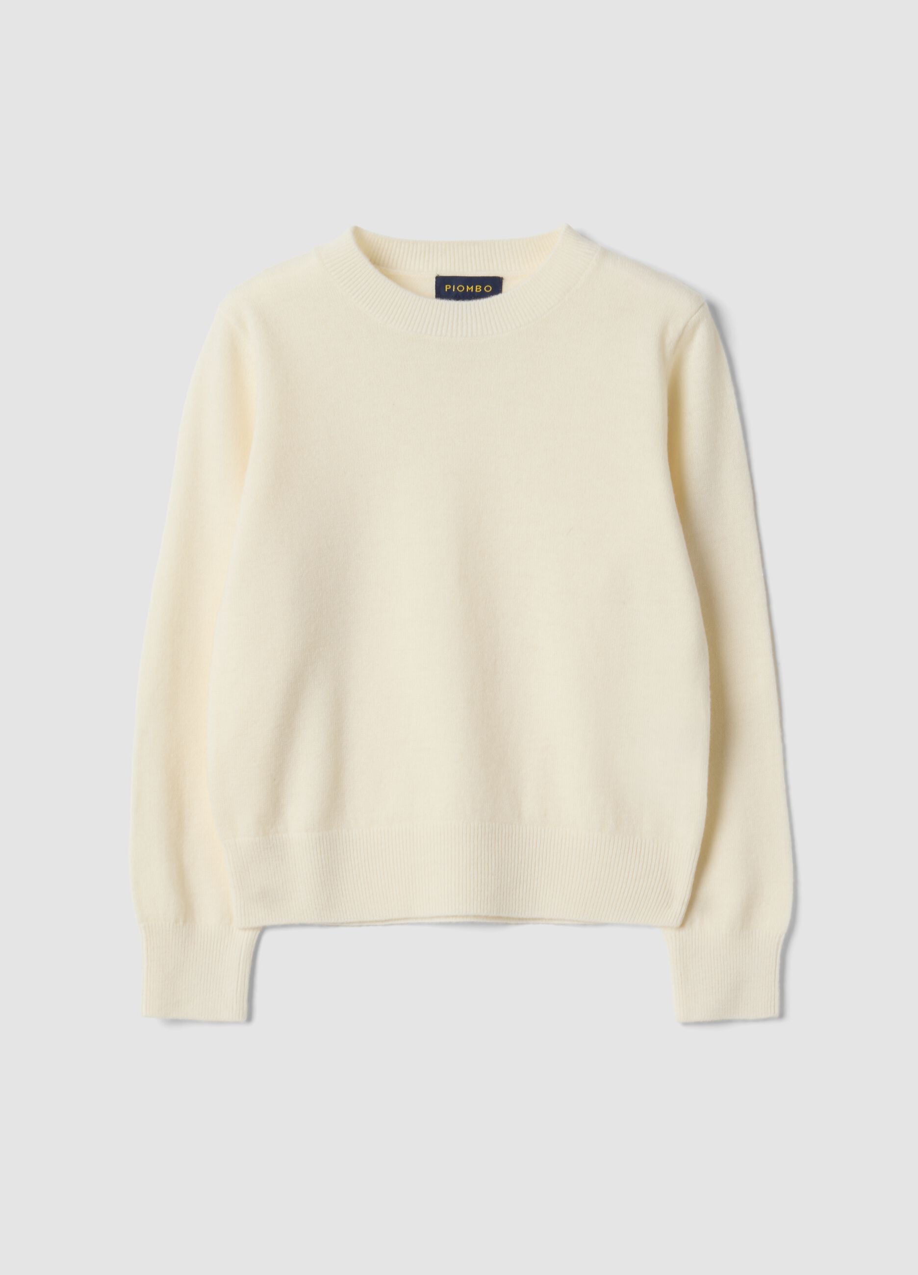 White pure wool regular-fit long-sleeve jumper