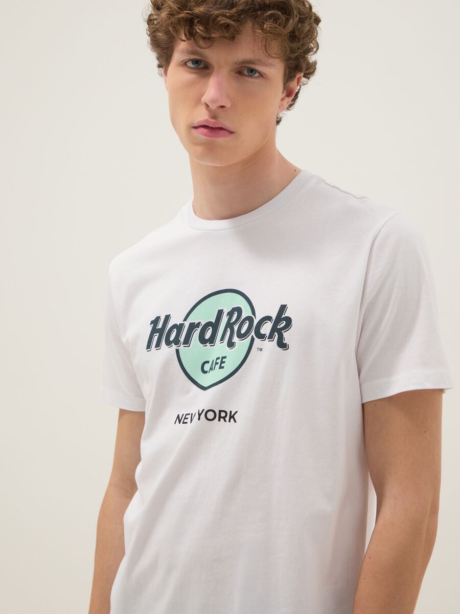 White Hard Rock Cafe logo print T-shirt in pure cotton, regular fit_3