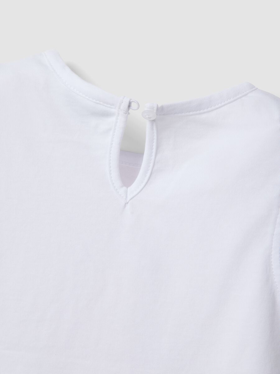 Tank top bianco in puro cotone organico da bimba con stampa e volant_3