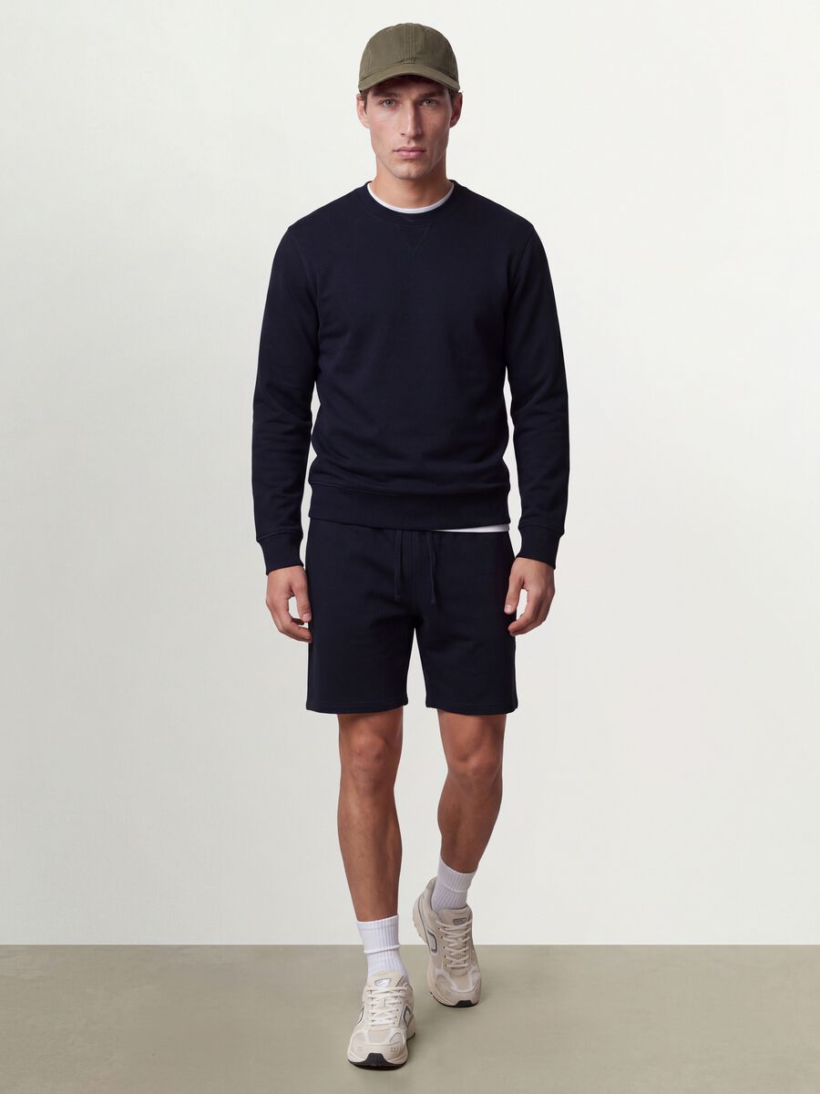 Blue cotton-blend shorts with elasticated waist, regular fit_0