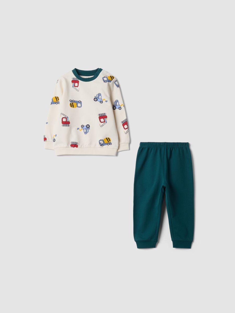 Green pure organic cotton crew-neck pyjamas_0