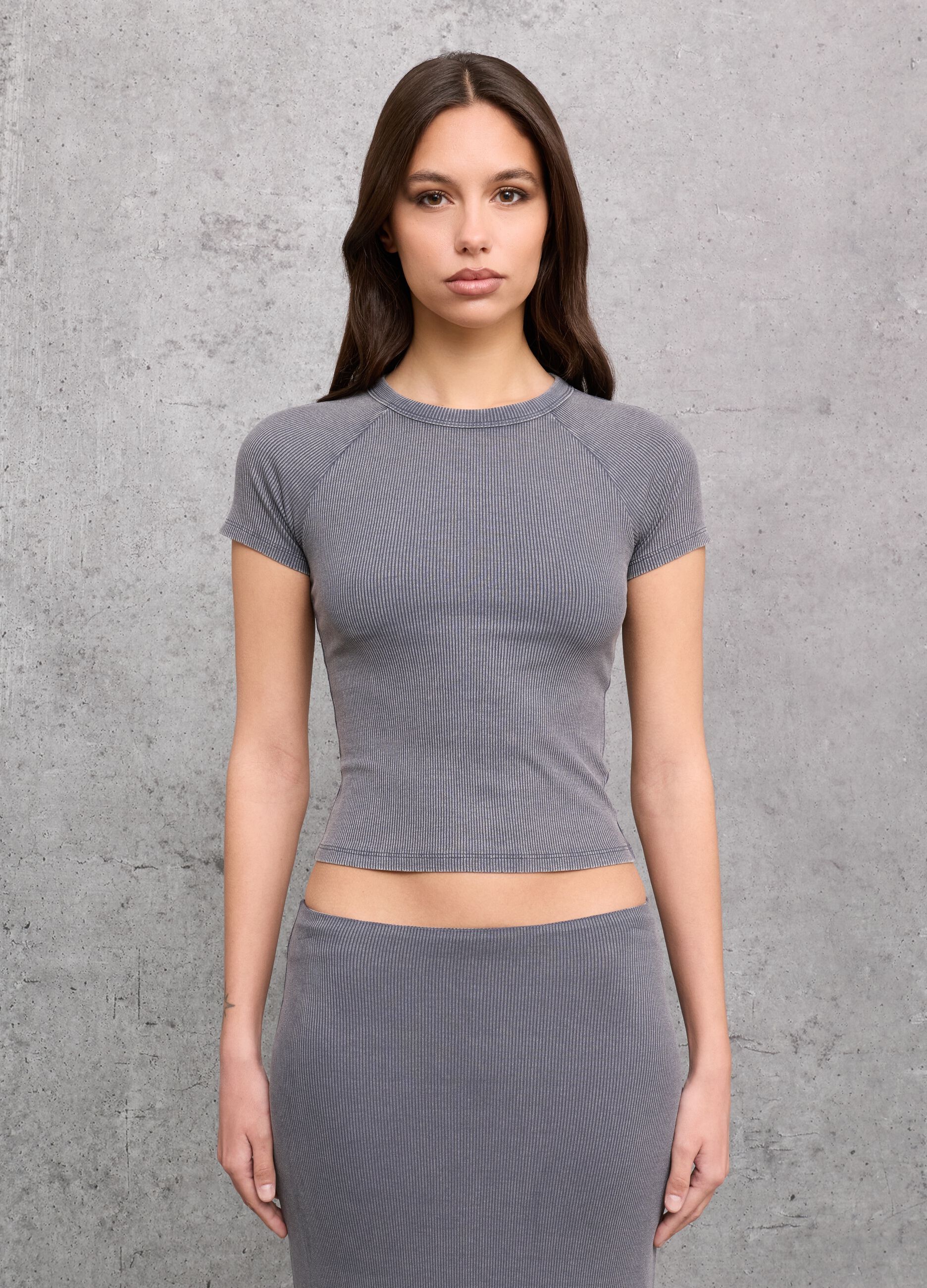 Ribbed Perfect T-shirt Vintage Grey
