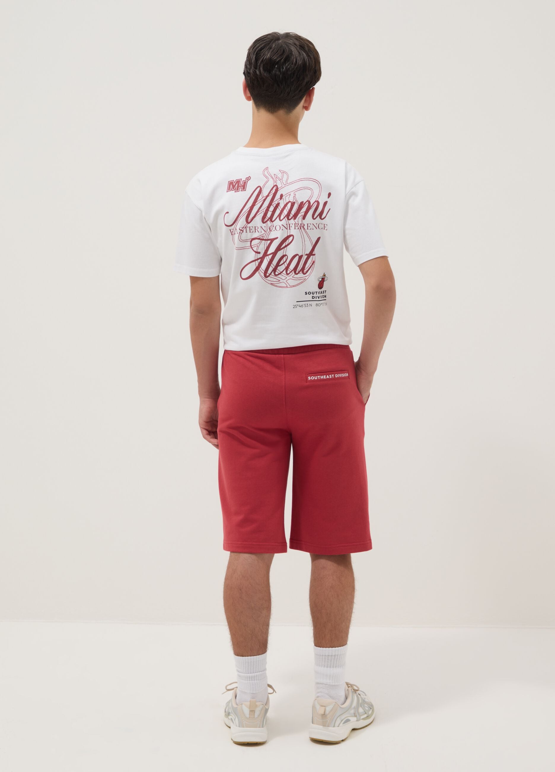 Red regular-fit cotton-blend shorts