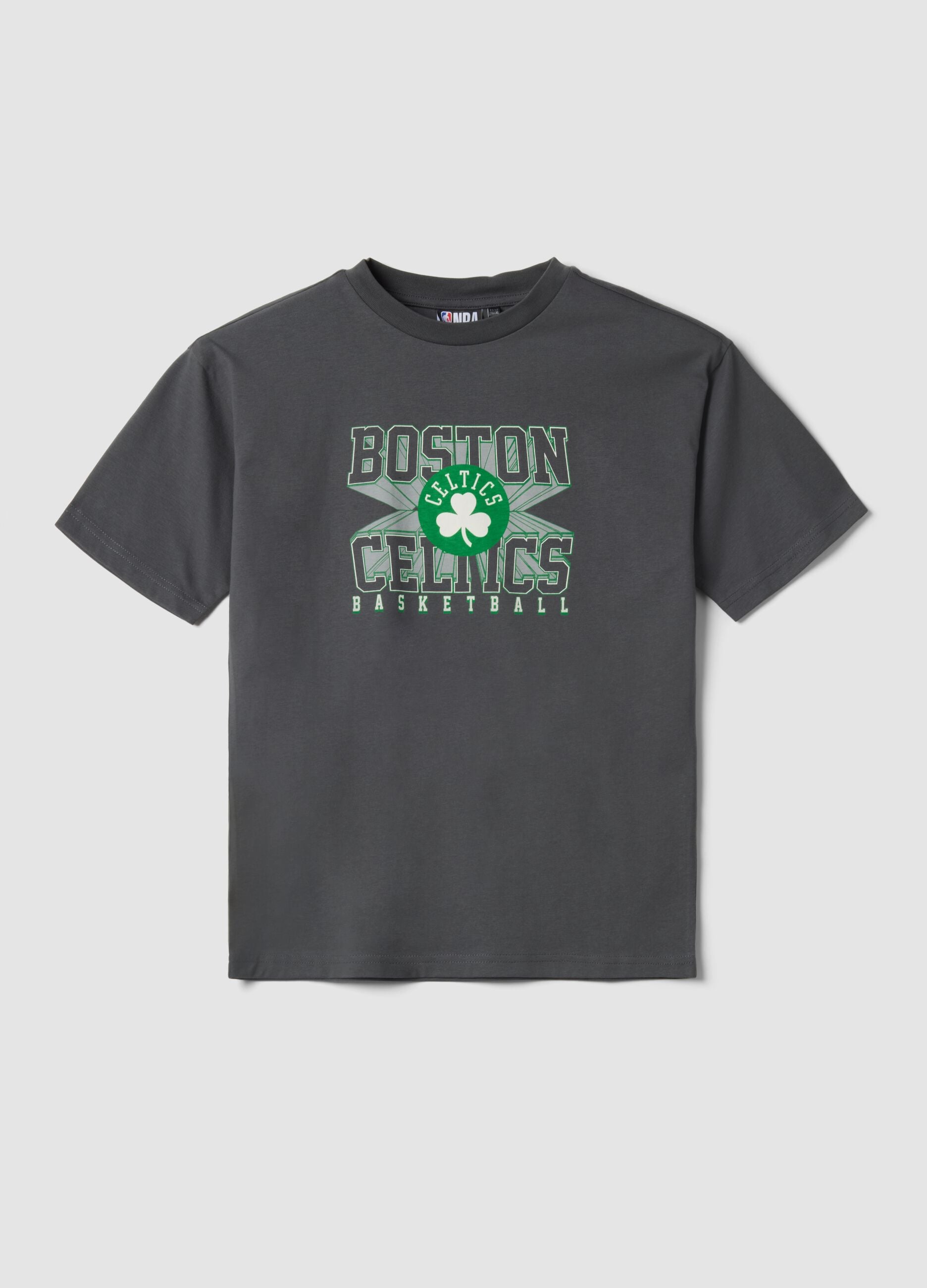 Grey pure cotton oversized fit Boston Celtics kids' t-shirt
