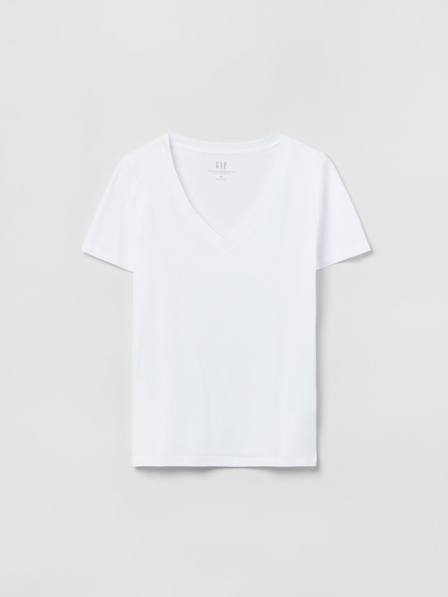 T-shirt in cotone con scollo a V_1