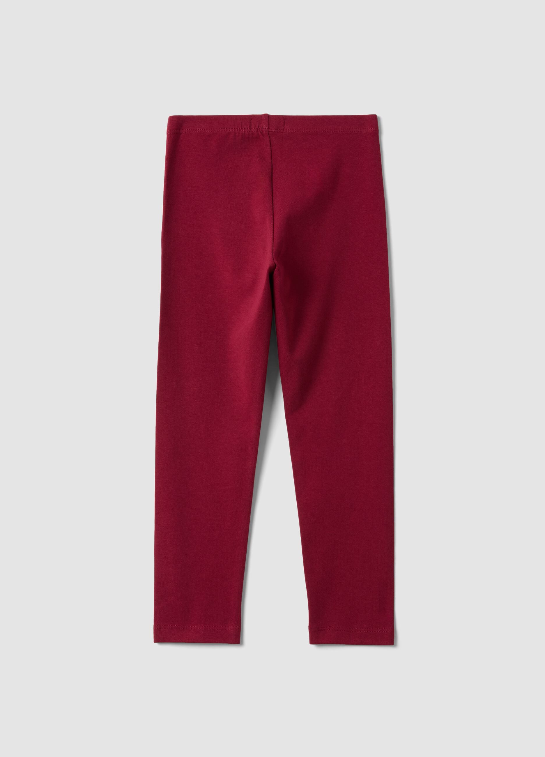 Red skinny stretch organic cotton leggings for girls