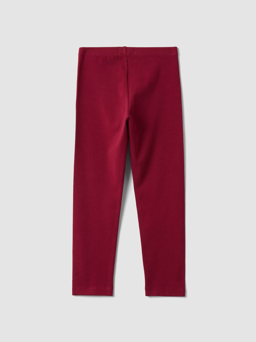 Red skinny stretch organic cotton leggings for girls_1