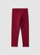 Red skinny stretch organic cotton leggings for girls_1