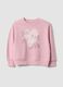 Pink pure cotton sweatshirt with heart print, regular fit, for girls_0