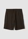 Brown cotton blend regular fit shorts_4