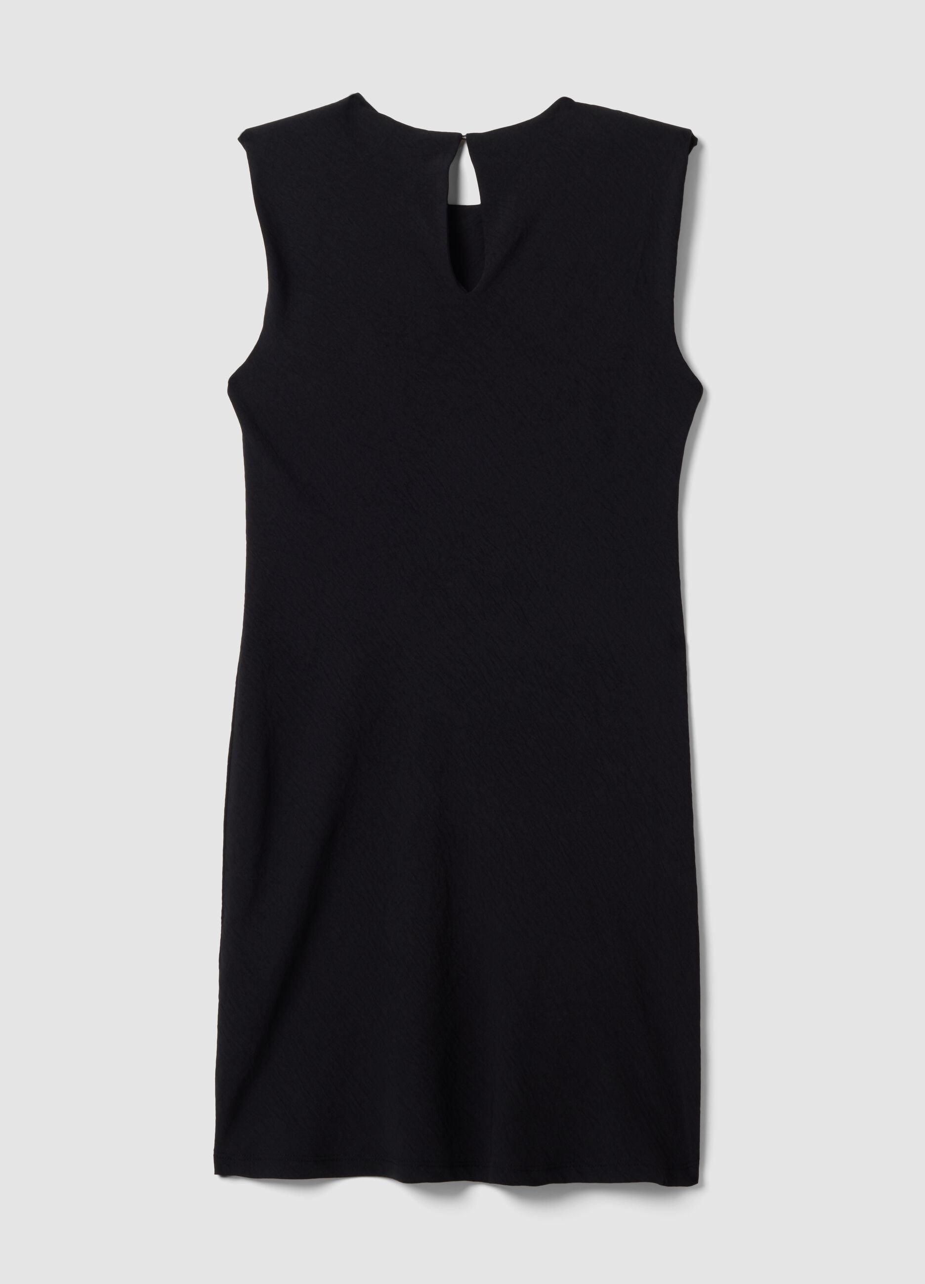 Black fitted dress with ruched detailing