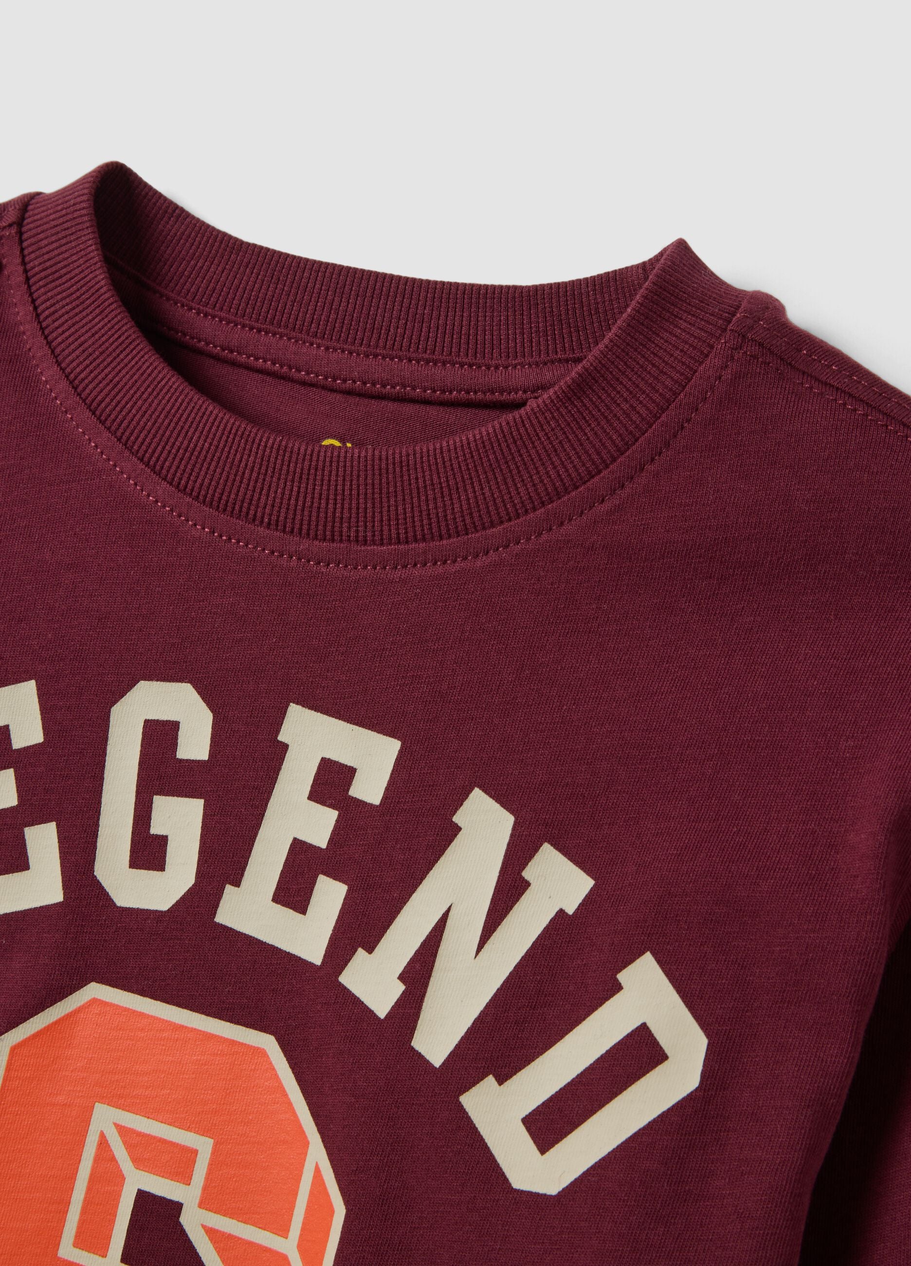 Purple organic cotton crew-neck T-shirt