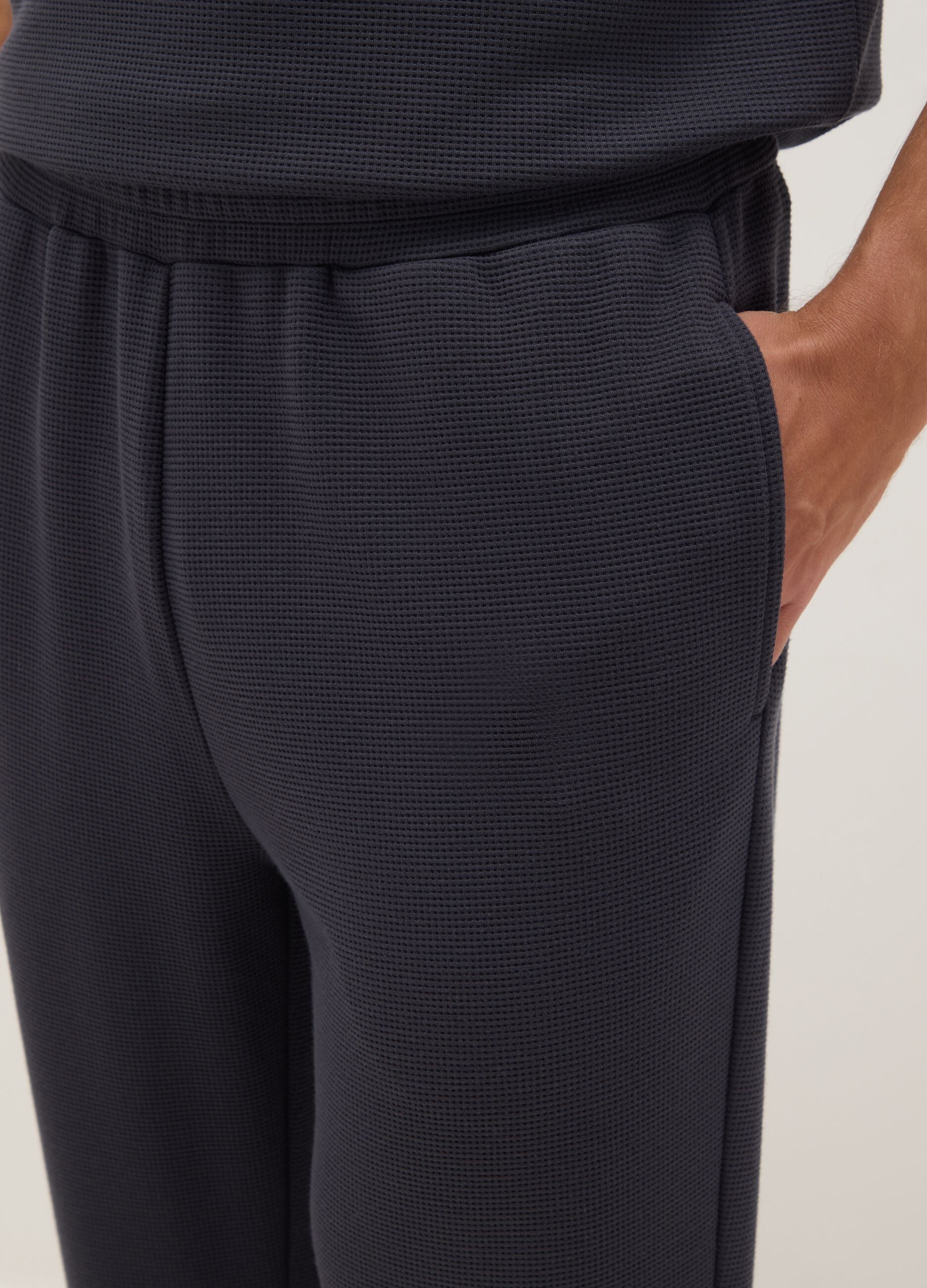 Blue viscose blend pyjama trousers in regular fit