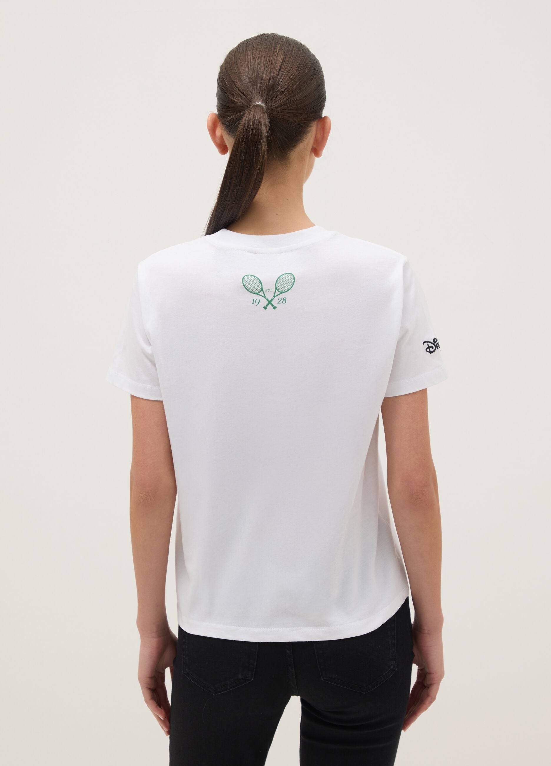 White pure cotton regular fit T-shirt with Minnie print
