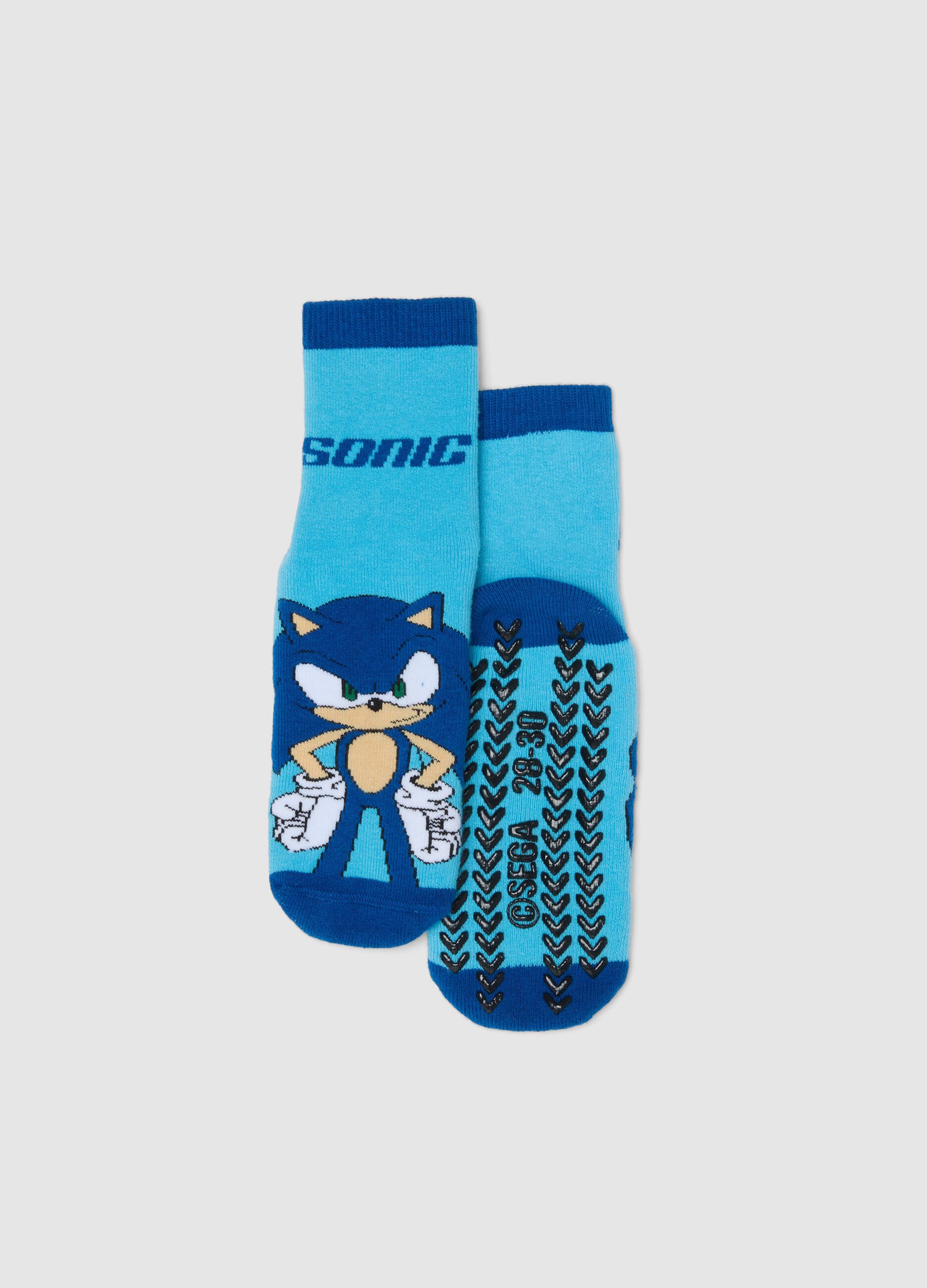 Multicolour stretchy cotton ankle socks for kids with Sonic