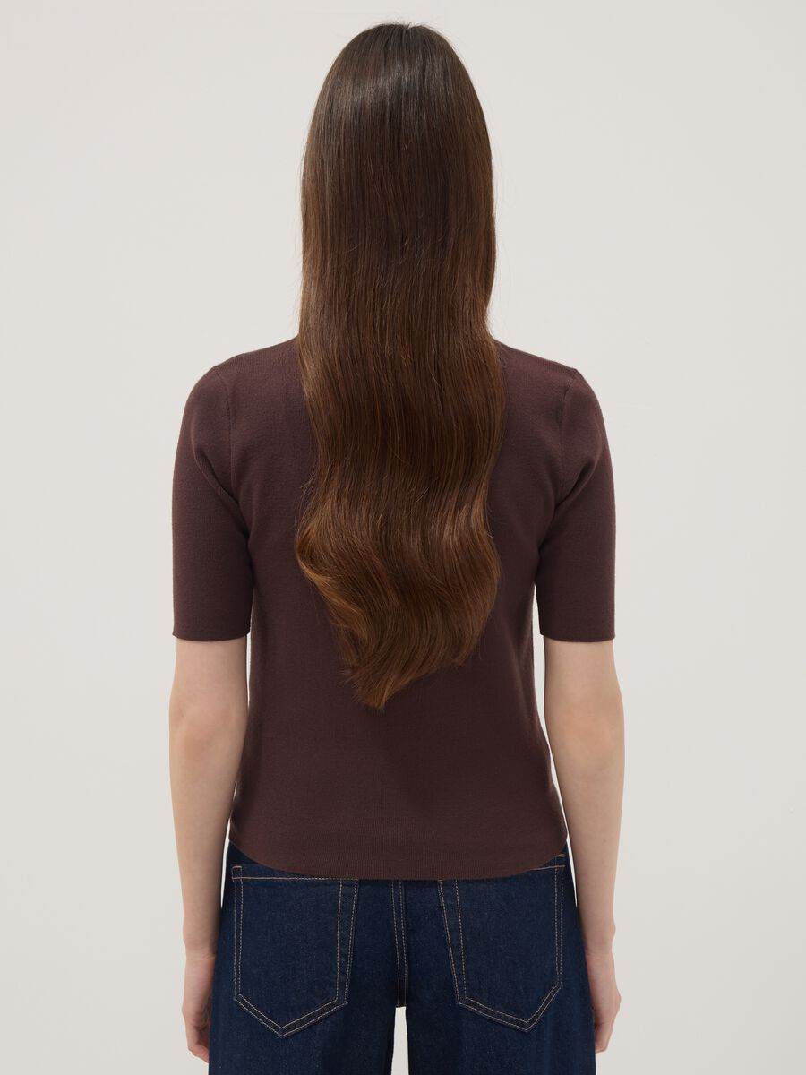 Brown viscose-blend polo jumper, regular fit_3