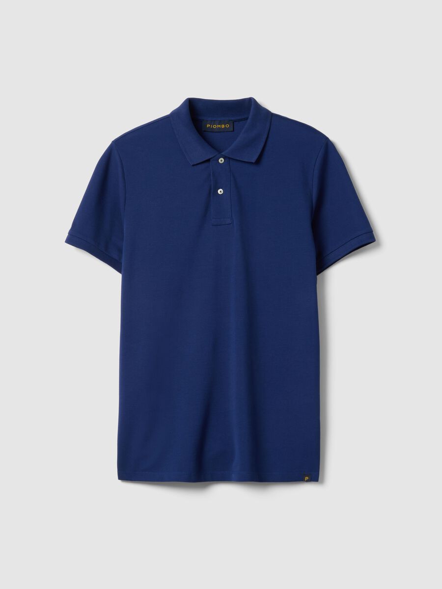 Regular-fit blue Supima cotton polo shirt_0